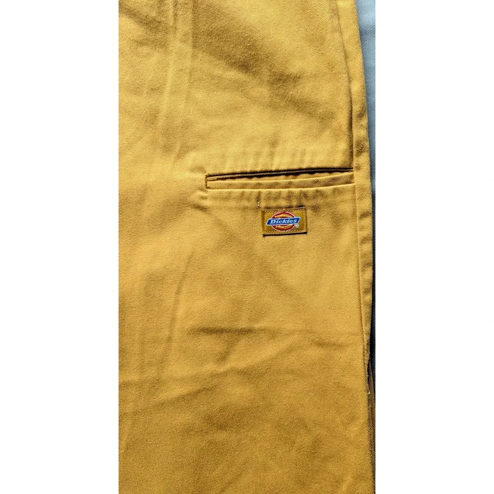 Dickies Work Pants Mens Mustard 38x34 Double Knee Loose Fit  Straight Leg